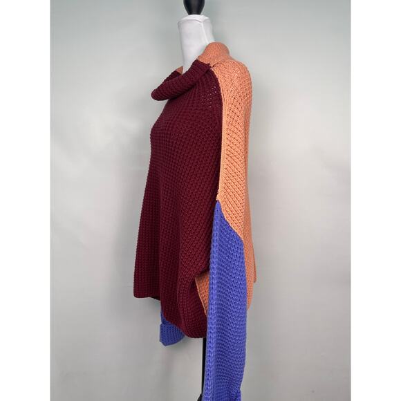 Free People Park City Color Block Knit Pullover Sweater Chunky Knit Size Large - Picture 5 of 10